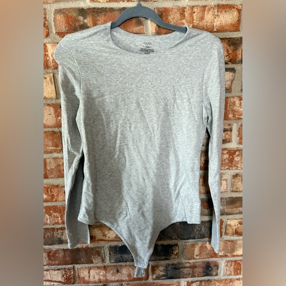 nuuds Tops - nuuds Heather Gray crewneck cotton stretch Long Sleeve Bodysuit